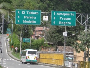 Highway Sign Near Manizales Colombia